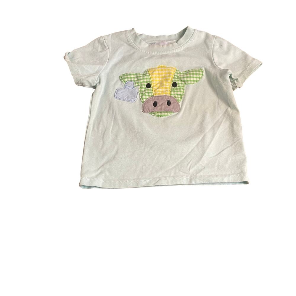 Boutique light blue cow embroidered short sleeve shirt‎ SIZE 12-18M